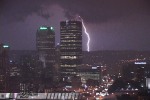 Lightning over Pittsburgh skyscrapers