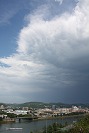 Departing storm over downtown