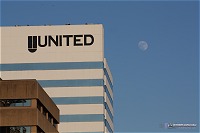 United Center and rising moon