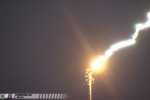 Close-up of lightning hitting tower 