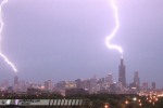 Lightning strike to the Sears Tower and Hancock building