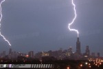 Lightning striking the Sears Tower and John Hancock Center
