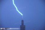 Telephoto view of lightning hitting the Sears Tower in 2006