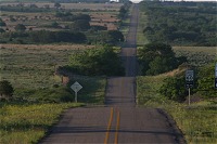 Rural Texas panhandle road near Shamrock, TX on May 20