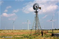Old and new windmills at Fort Supply, OK on May 26