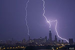 Lightning striking the Sears Tower and Trump Tower