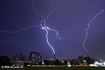 Lightning striking the Sears Tower and Trump Tower in 2023