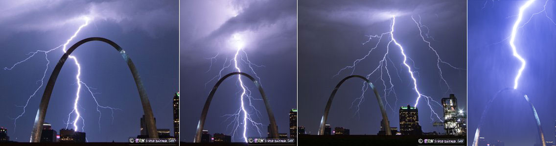 St. Louis lightning barrage and Gateway Arch strike