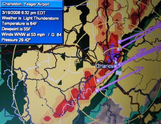 Radar image at time of storm