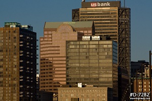 Downtown buildings at sunrise