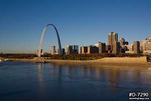 Fall riverfront skyline scene