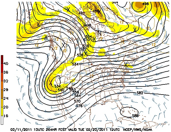 GFS Forecast for Tuesday 2/22