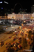 Fans leaving with the Arch