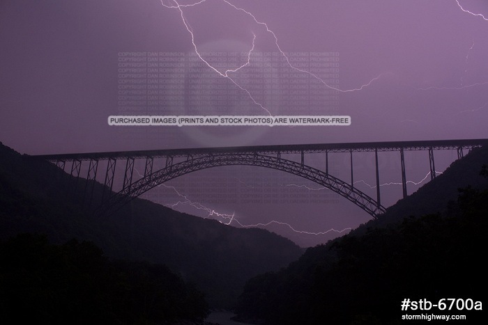 New River Gorge Bridge lightning, July 2009