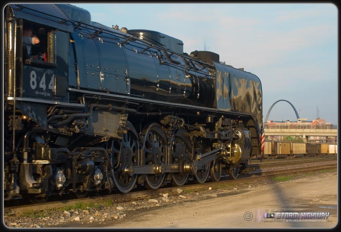 UP 844 at sunset in St. Louis 3