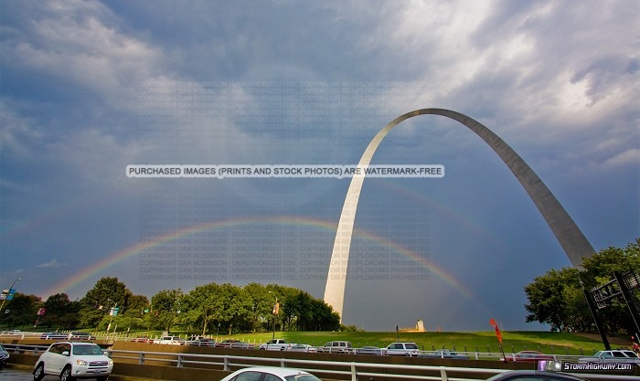 Double rainbow behind the Gateway Arch - September 18, 2013
