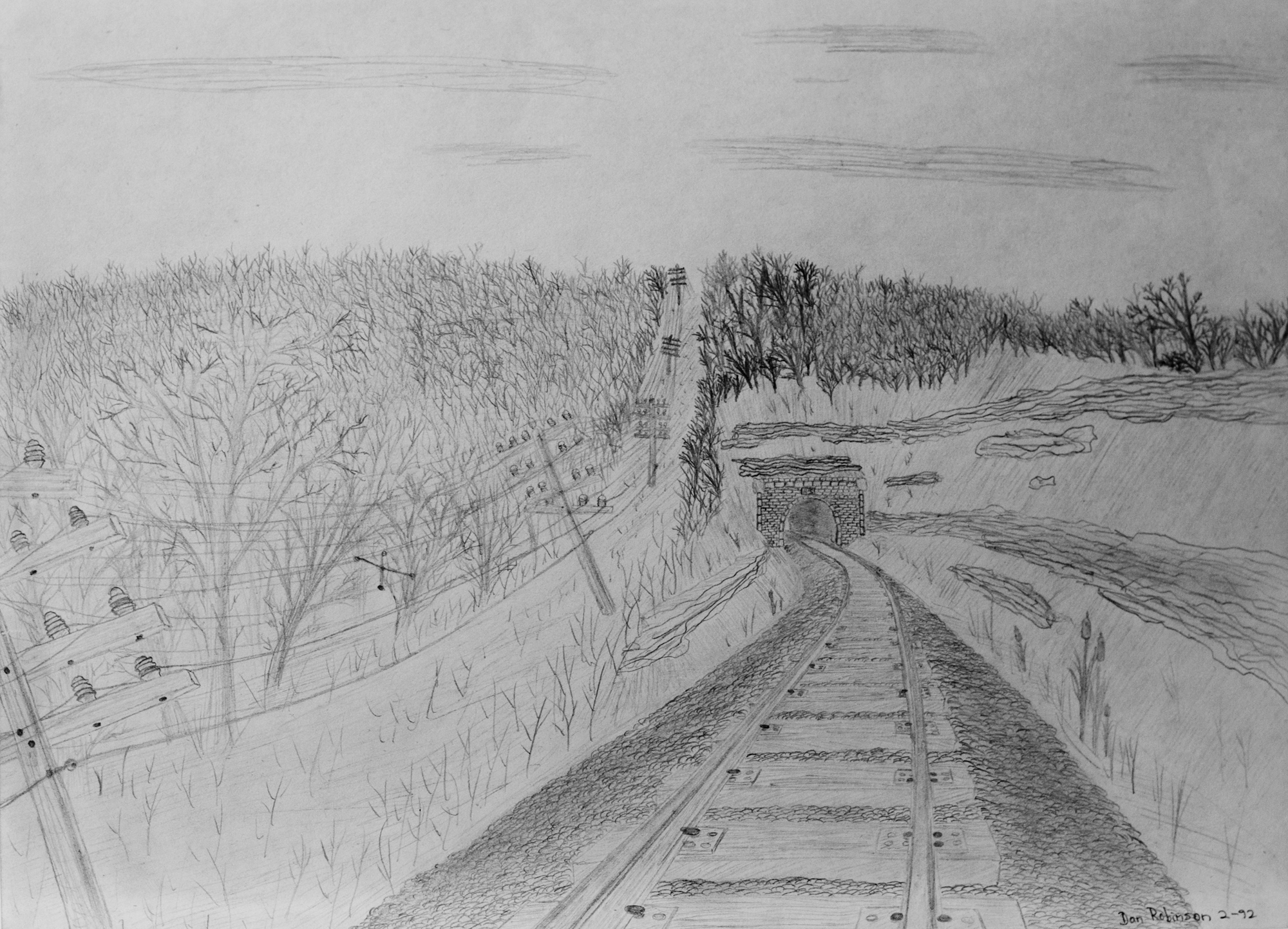Tunnel No 5 on the old Baltimore and Ohio railroad near Claysville, PA pencil sketch