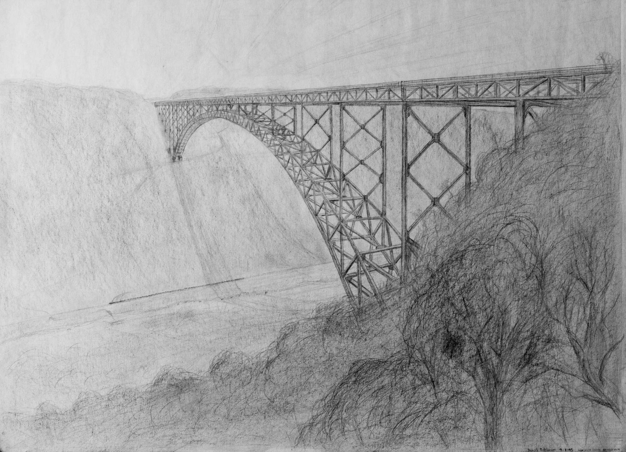 New River Gorge Bridge pencil sketch
