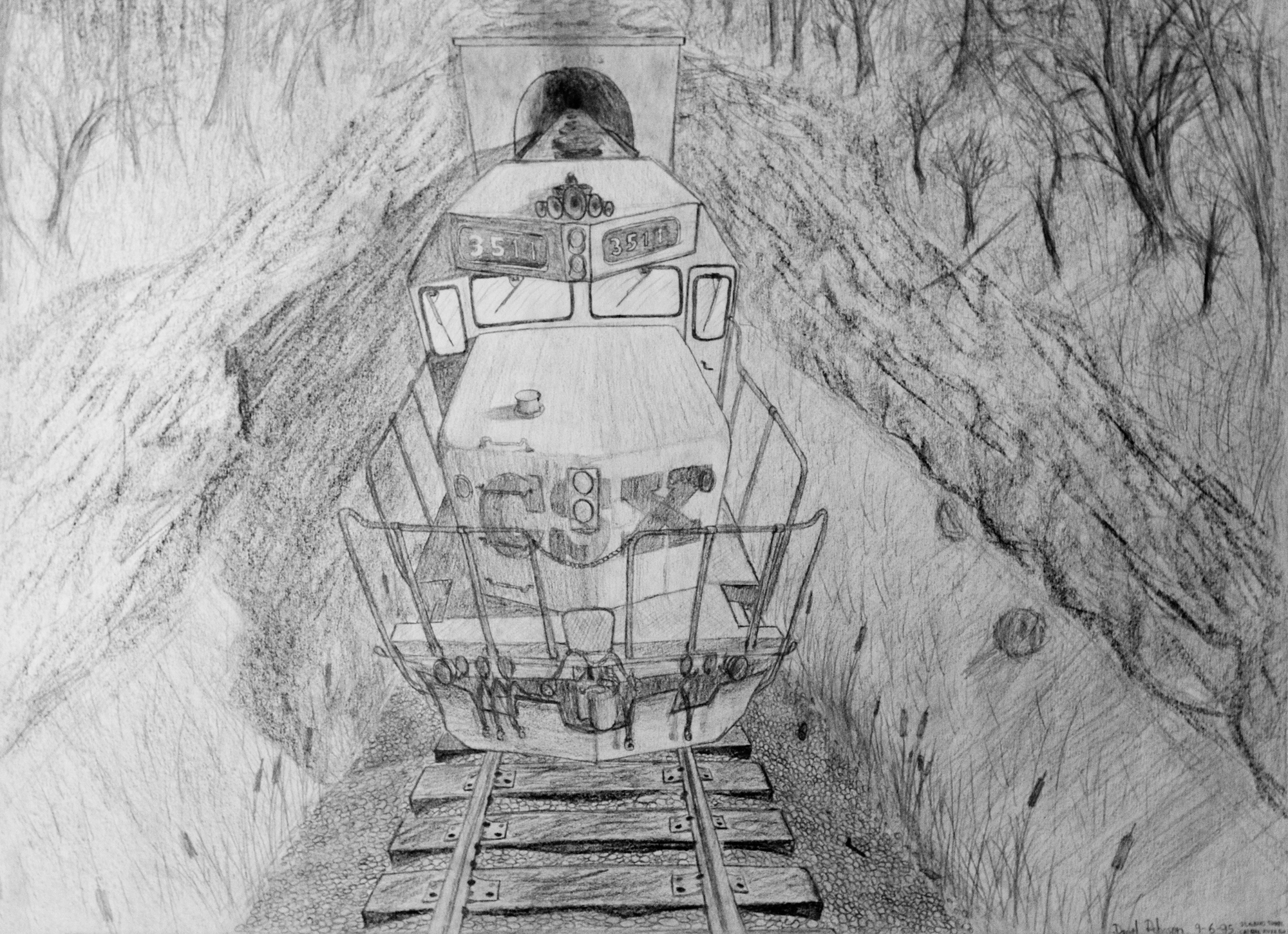 St. Albans, WV train and tunnel pencil sketch