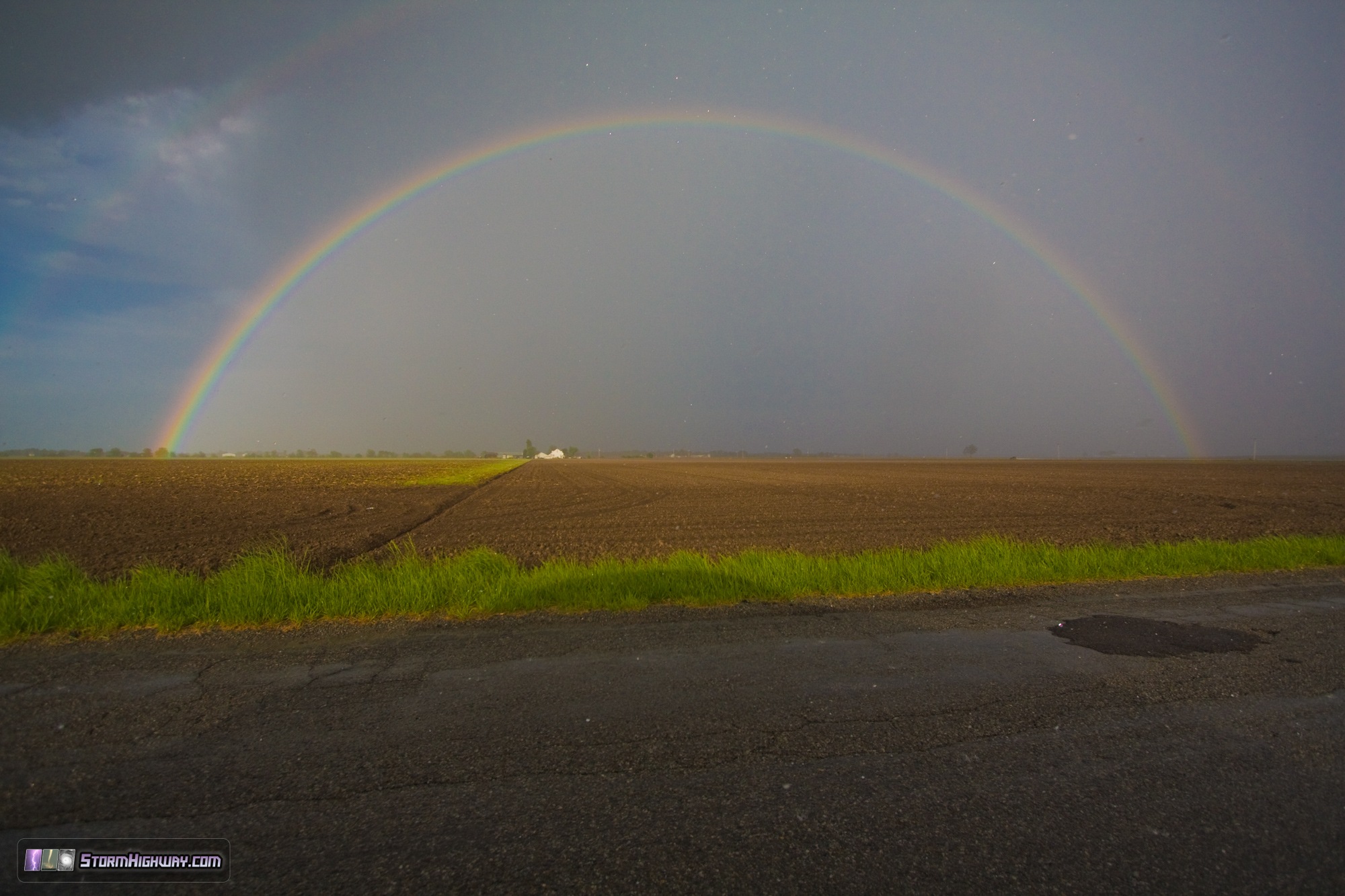 Rainbow and hail near New Baden, IL - May 9, 2014