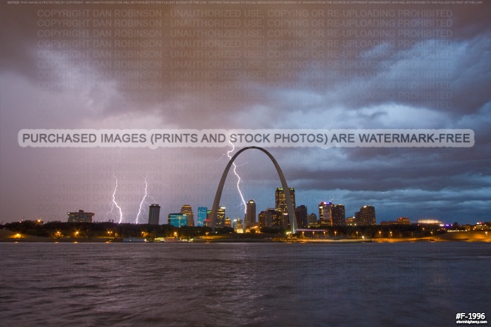 Dusk lightning over downtown St. Louis