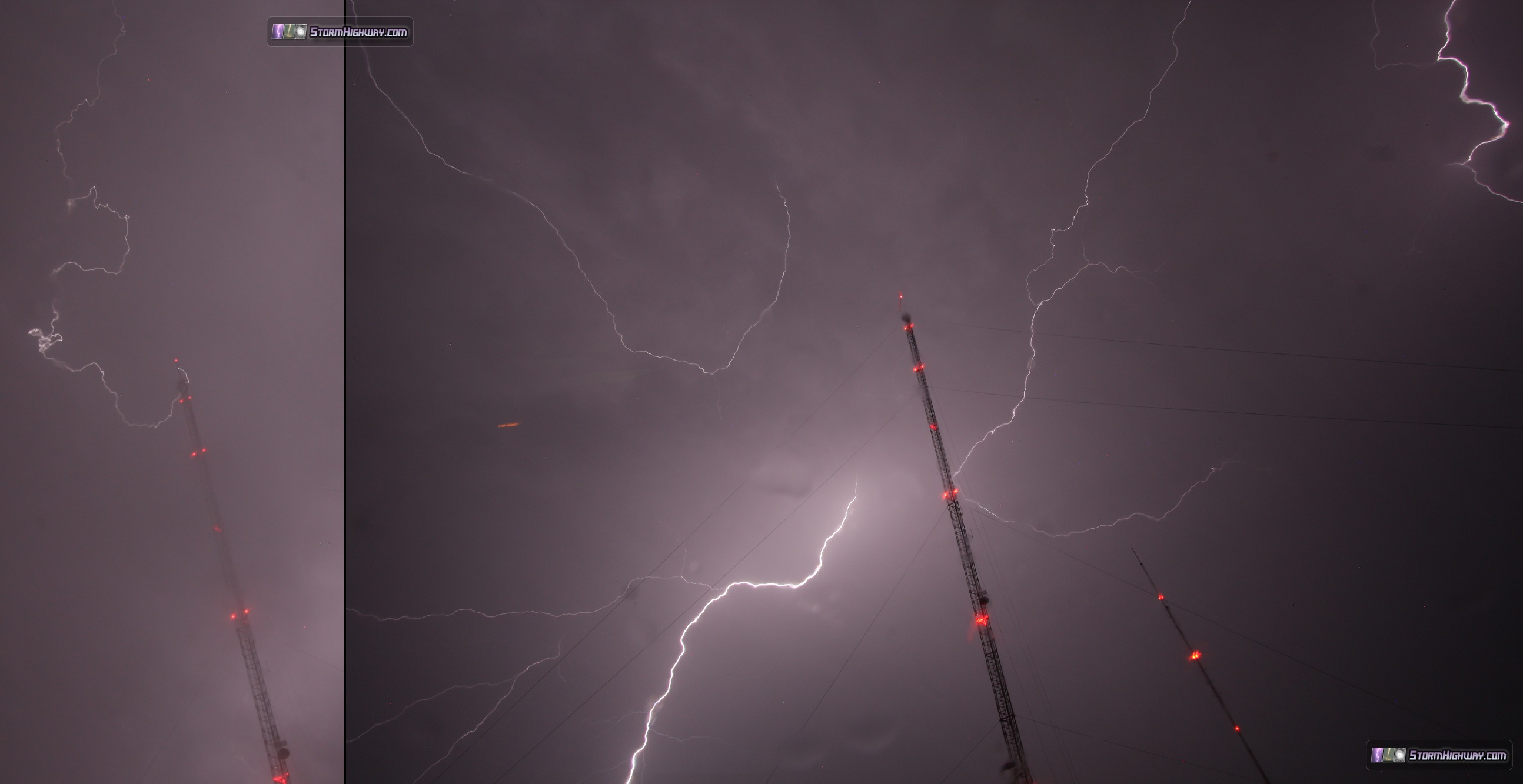 Lightning at Floyds Knobs TV towers - New Albany, IN - Louisville metro - July 26, 2014