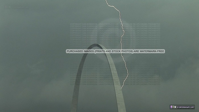 Lightning behind the Gateway Arch