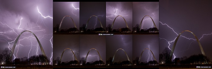Lightning over the Gateway Arch in St. Louis on April 8