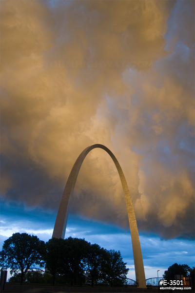 Sunset storm clouds over the Arch