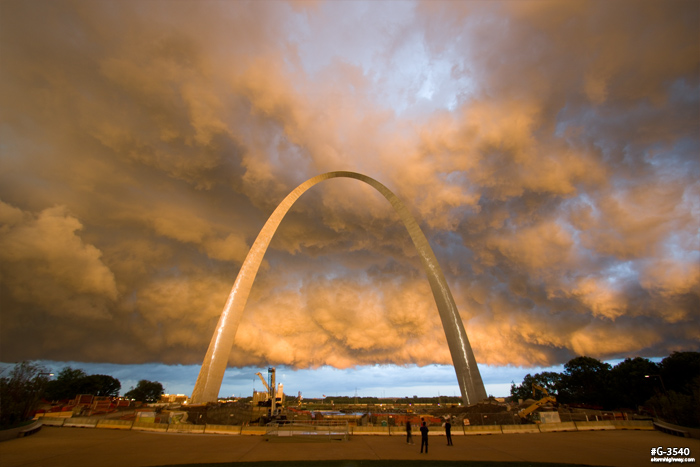 Sunset storm clouds over the Arch