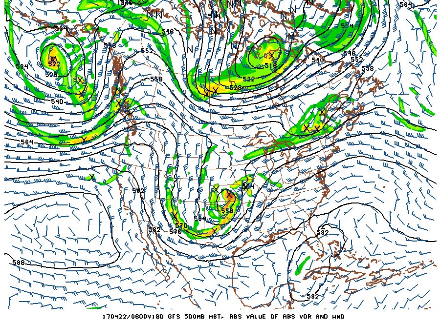 GFS forecast for April 22