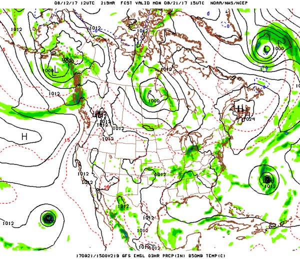 GFS forecast for August 21