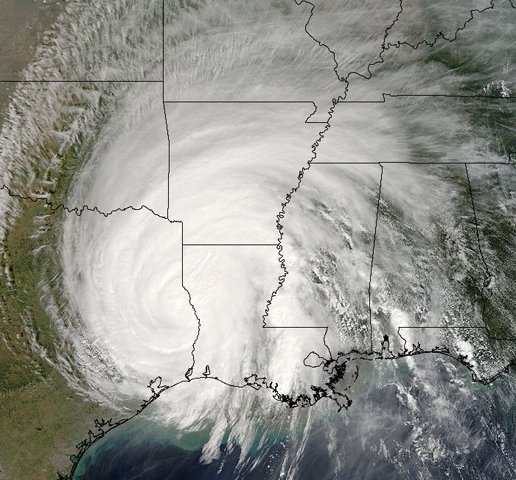 Landfalling hurricane clouds