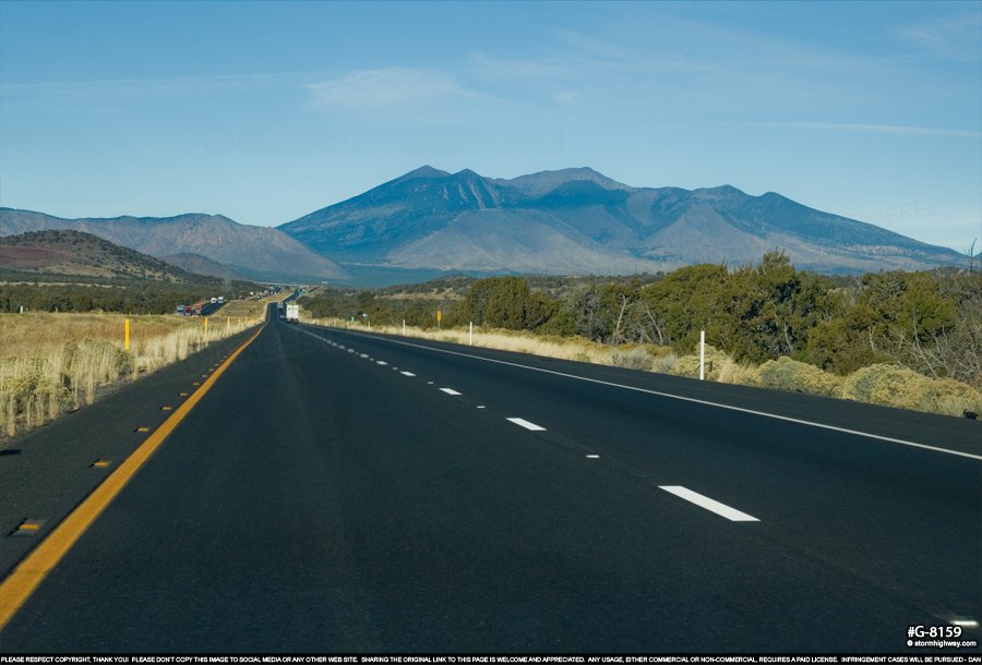 Interstate 40 westbound into Flagstaff, Arizona