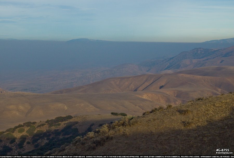 Smog and haze viewed from mountains near Maricopa, CA