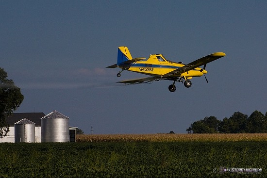 Aerial spraying of cornfields