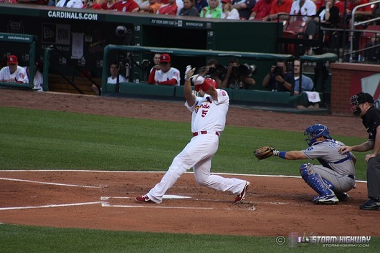 Albert Pujols batting in the 2011 World Series