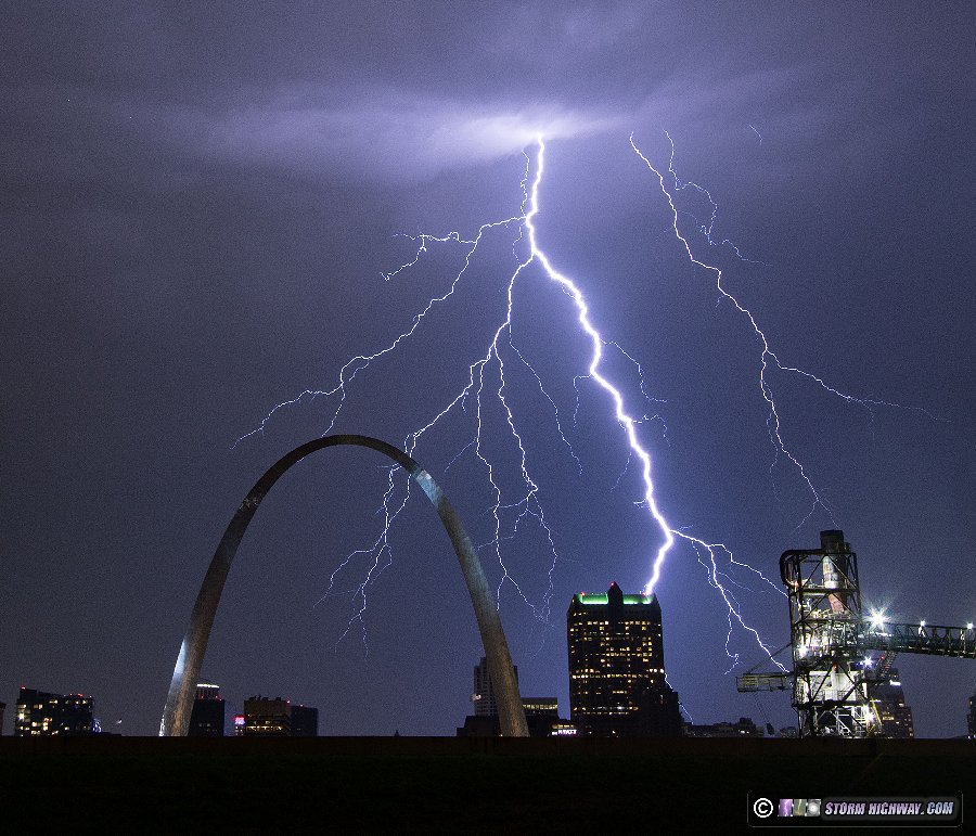 Lightning over the St. Louis skyline
