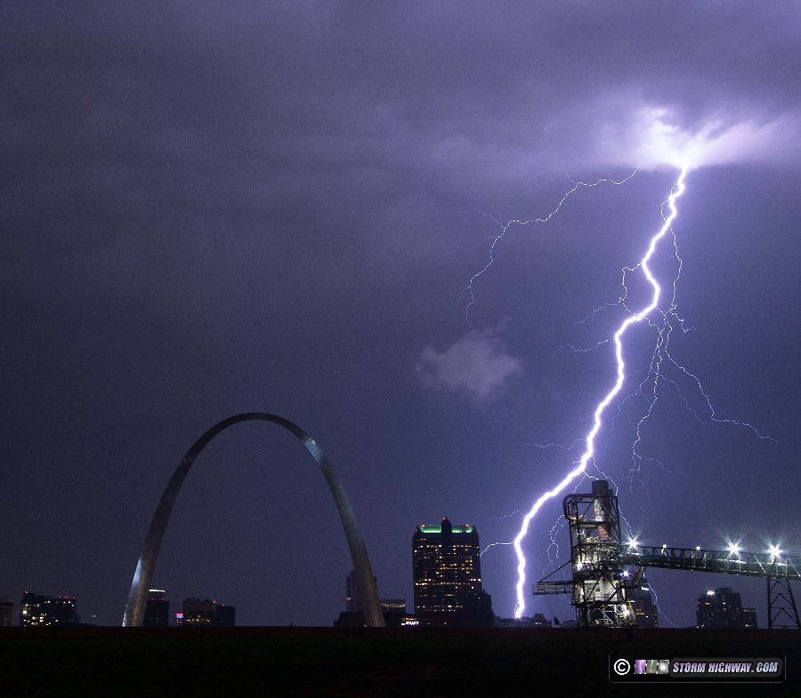 Lightning over the St. Louis skyline