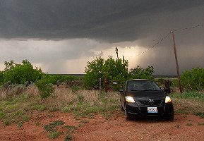 2010 Toyota Yaris with Oklahoma supercell