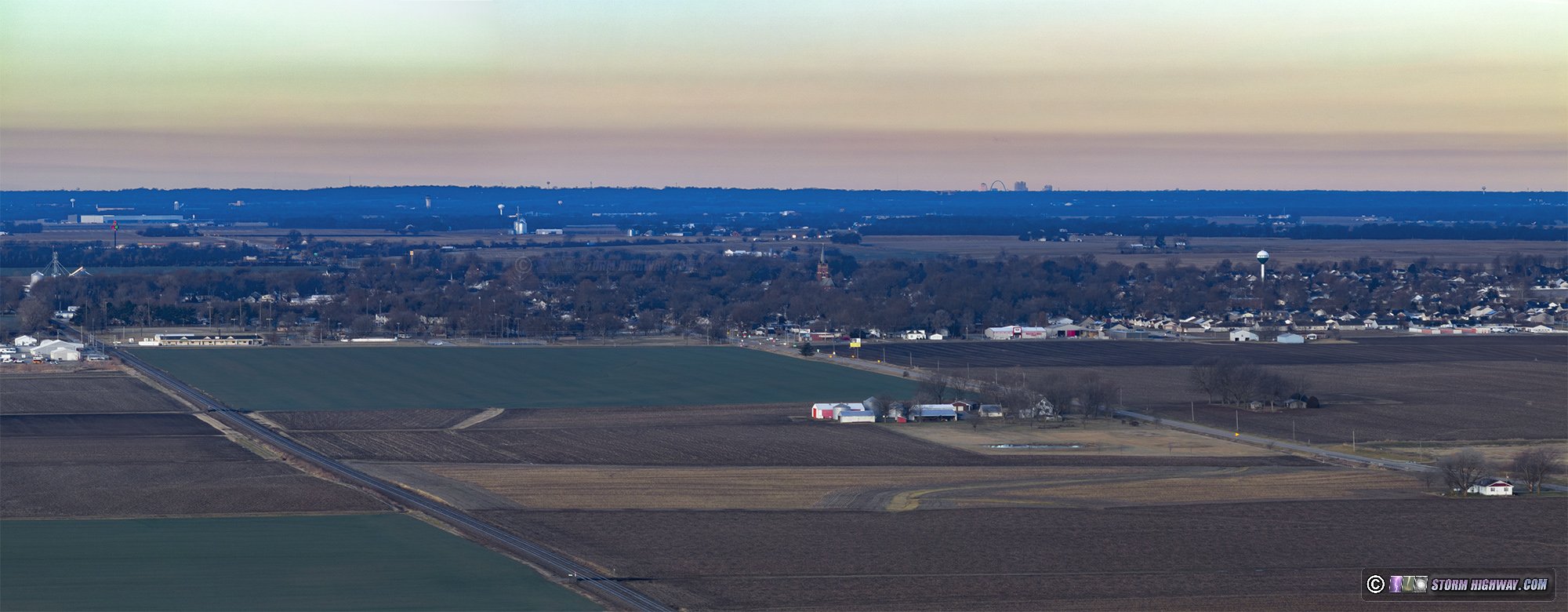 St. Louis' Gateway Arch over New Baden, Illinois