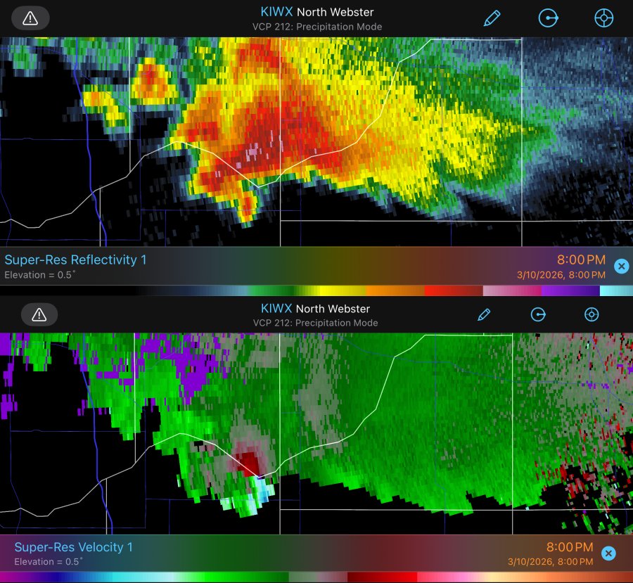 Wheatfield, Indiana tornado on radar