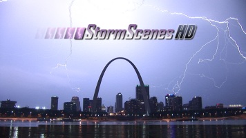 Lightning over St. Louis and Gateway Arch HD Stock Footage