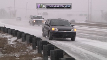 Car accident on icy Interstate offramp