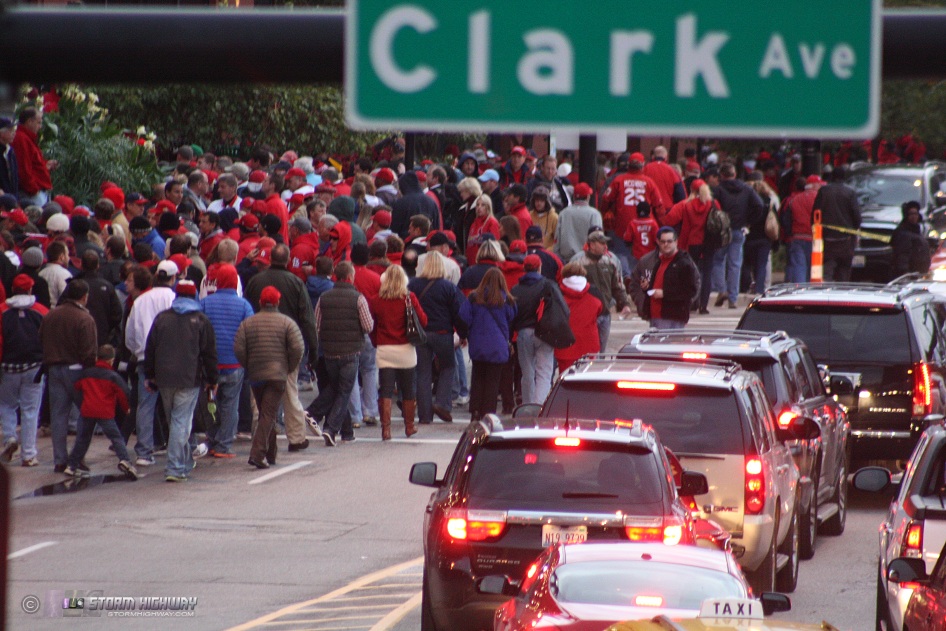 Fans at Clark and Stan Musial