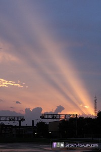 Sunset rays over Salina, Kansas