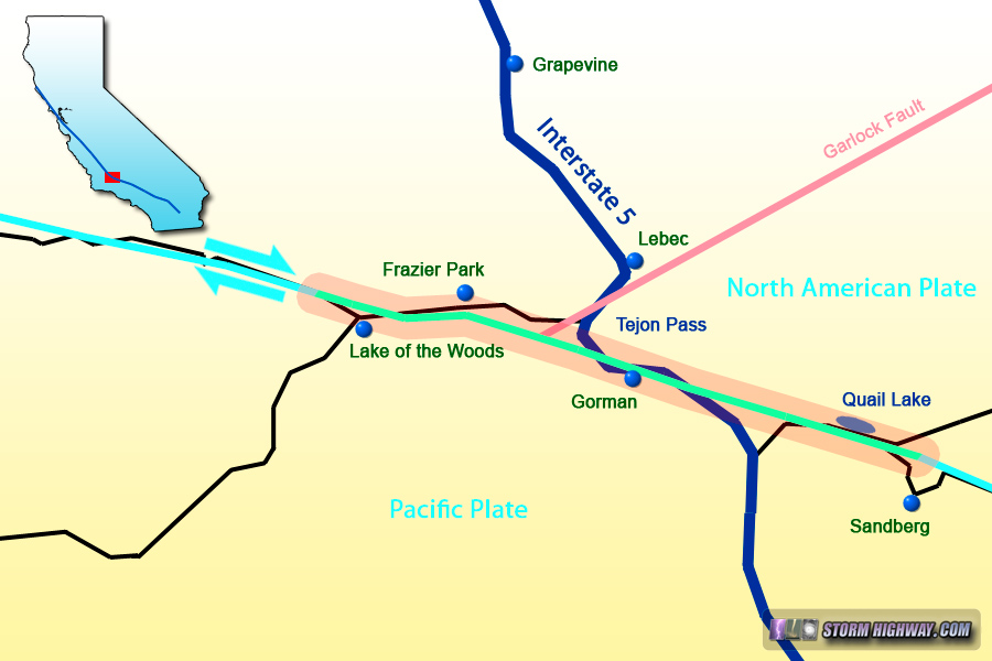 Map of Tejon Pass, California