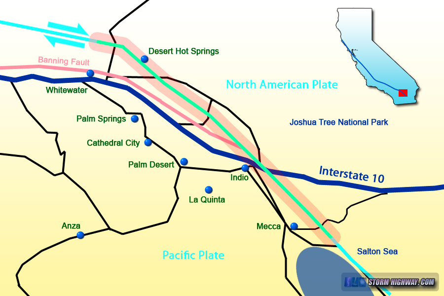 Map of Desert Hot Springs and Indio, California
