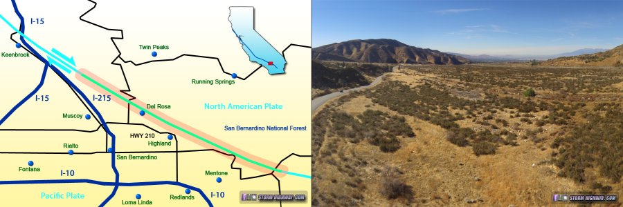 San Andreas Fault zone at Mentone, CA