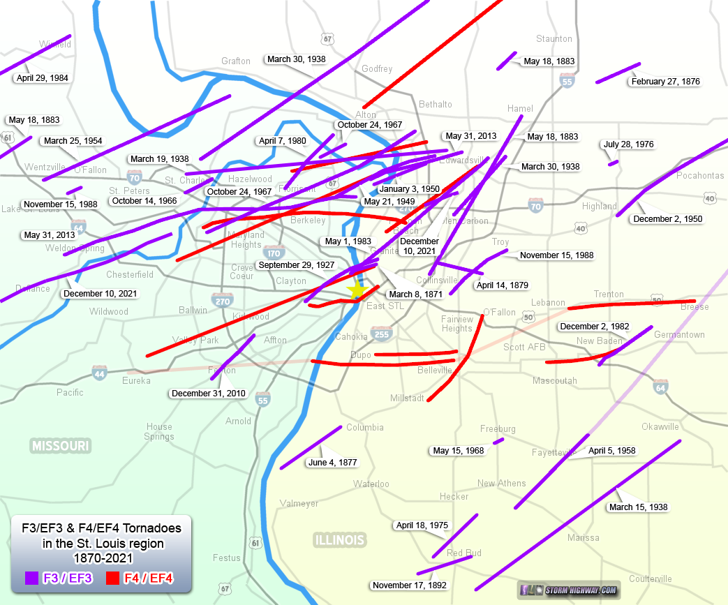 St. Louis Tornadoes and Severe Storms Facts, History and Frequently